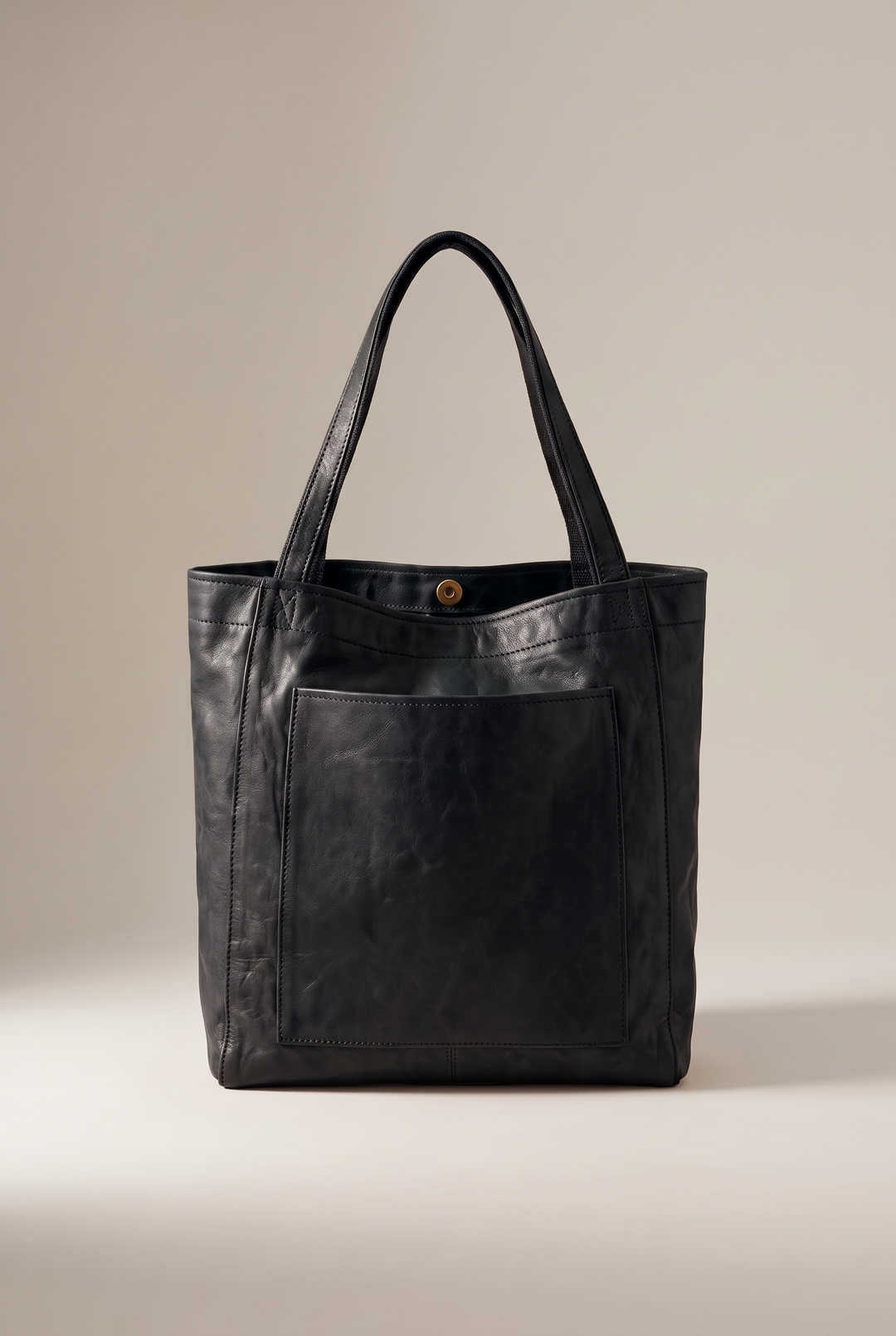 Marlowe large faux leather tote in black - front view