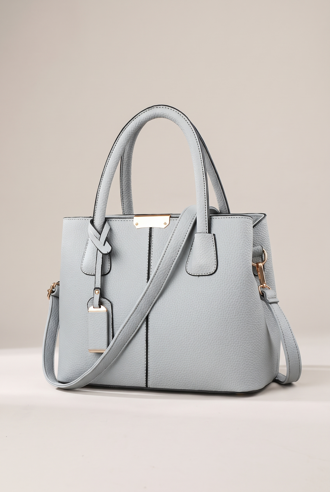 Elnora top-handle tote in light grey - front view