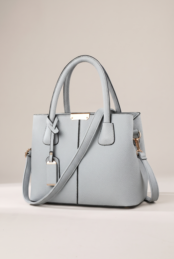 Elnora top-handle tote in light grey - front view