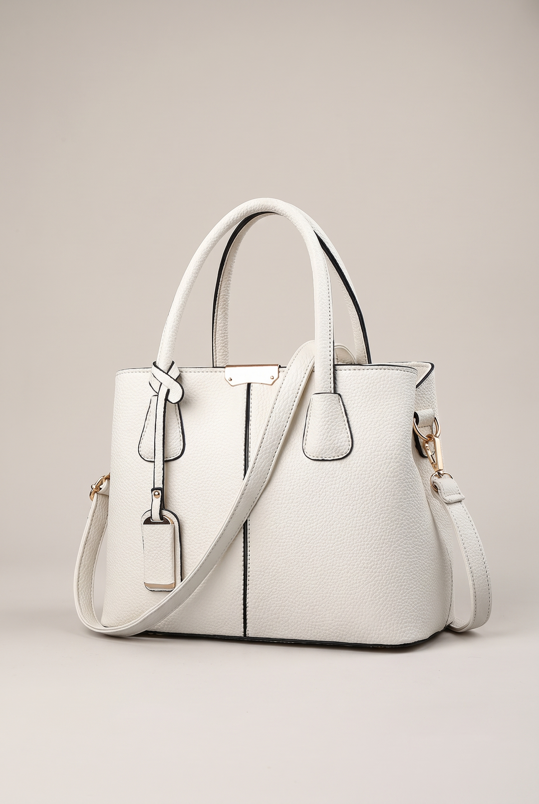 Elnora top-handle tote in white - front view